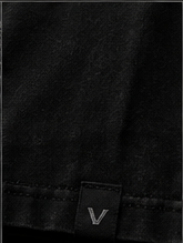Macro detail of the woven hem label