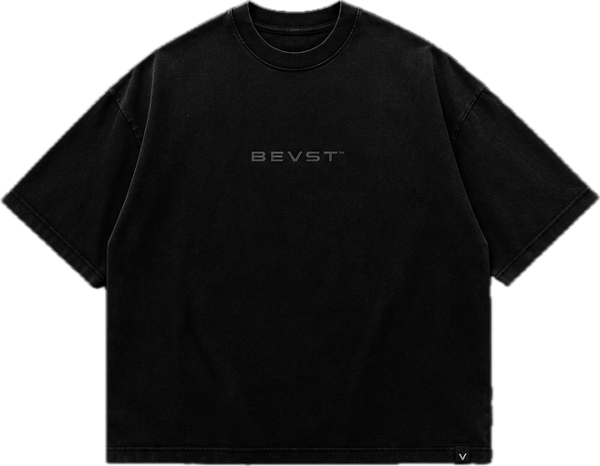 BEVST 001 Instinct Tee, front, Stone Black